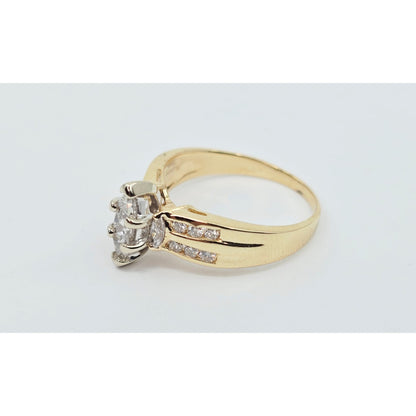 14K Yellow Gold Princess, Trillion & Marquise Engagement Ring