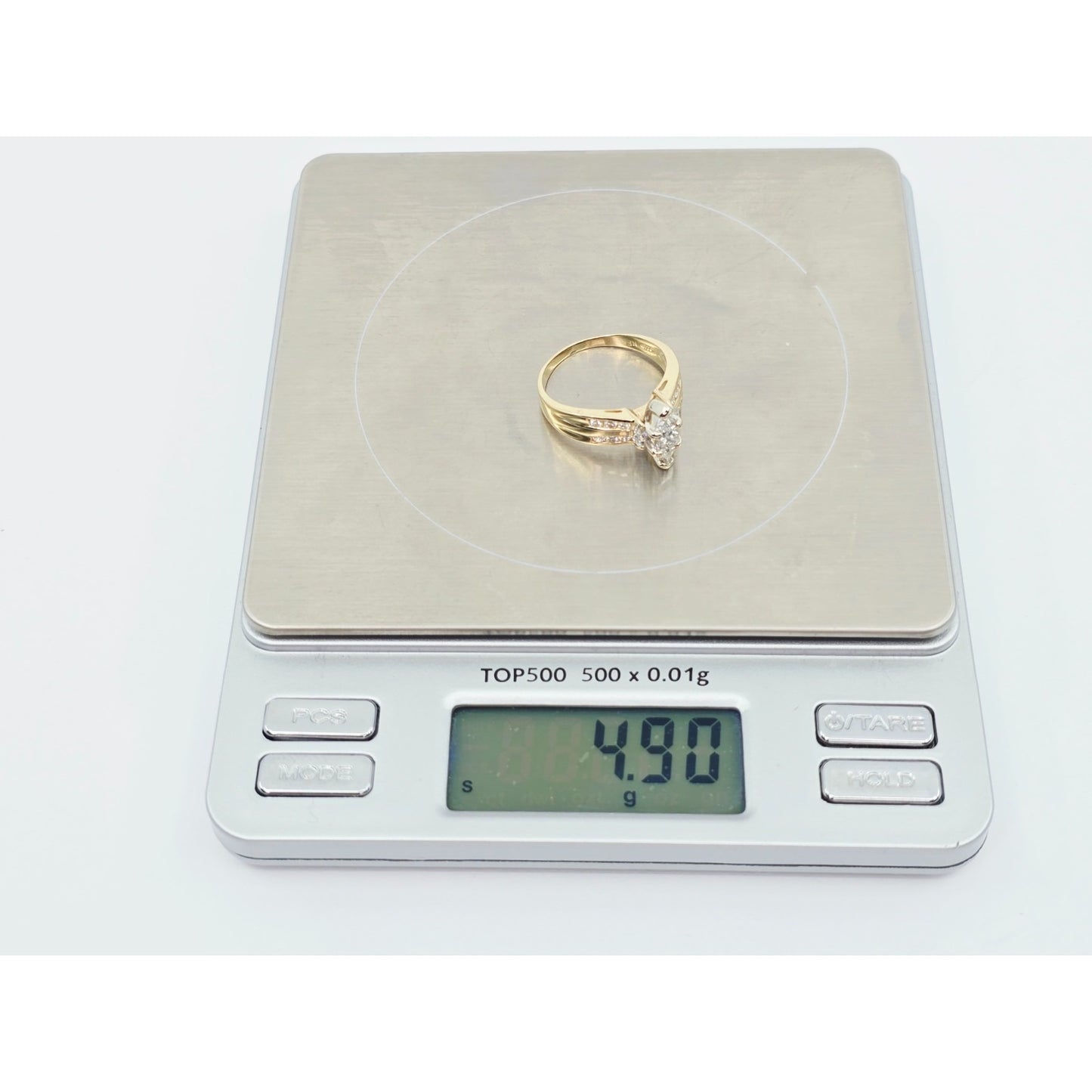 14K Yellow Gold Princess, Trillion & Marquise Engagement Ring