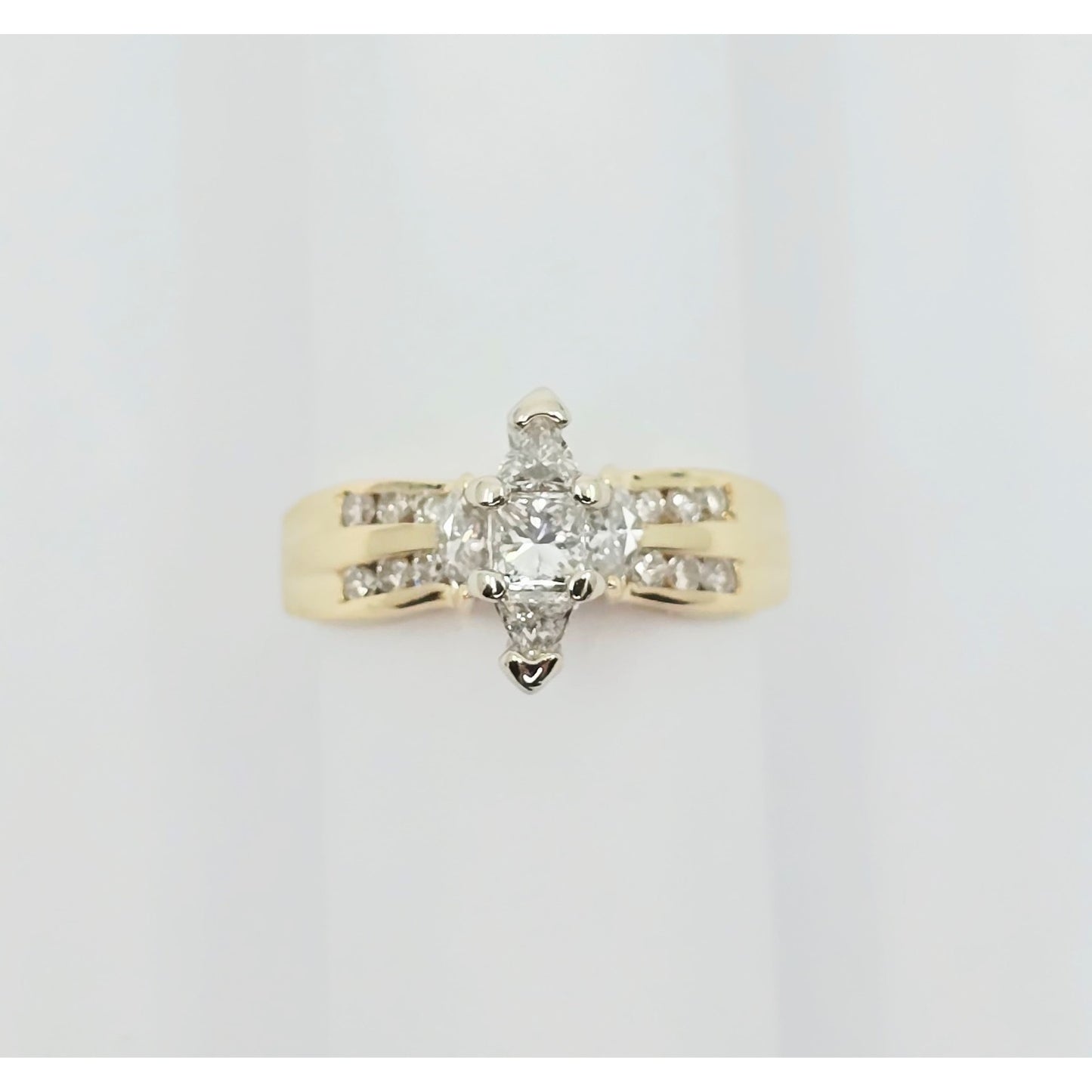 14K Yellow Gold Princess, Trillion & Marquise Engagement Ring