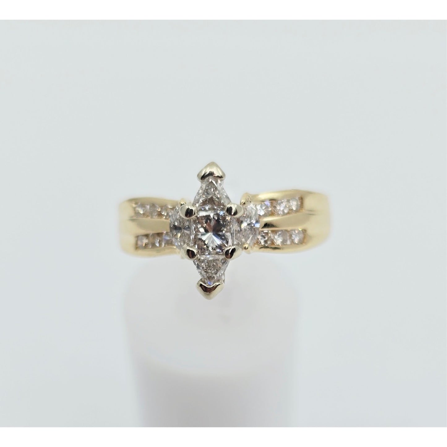 14K Yellow Gold Princess, Trillion & Marquise Engagement Ring