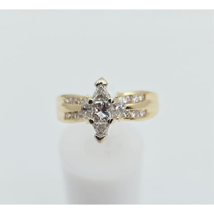 14K Yellow Gold Princess, Trillion & Marquise Engagement Ring