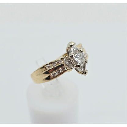 14K Yellow Gold Princess, Trillion & Marquise Engagement Ring