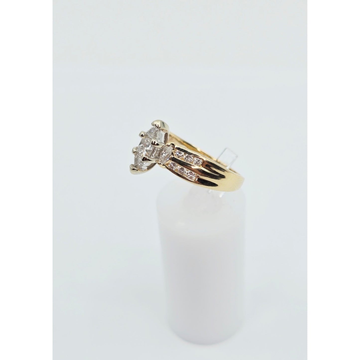 14K Yellow Gold Princess, Trillion & Marquise Engagement Ring