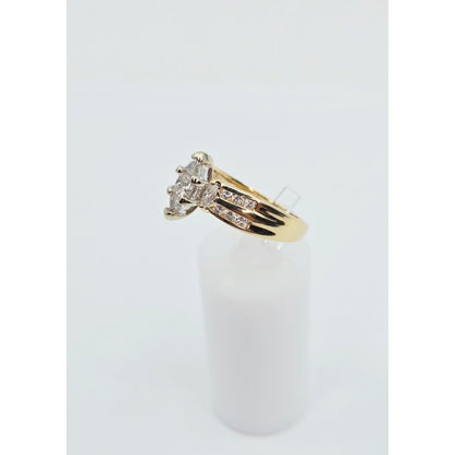 14K Yellow Gold Princess, Trillion & Marquise Engagement Ring