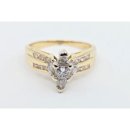 14K Yellow Gold Princess, Trillion & Marquise Engagement Ring