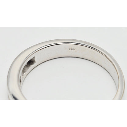14K White Gold Single Row Princess Cut Diamond Wedding Band Ring