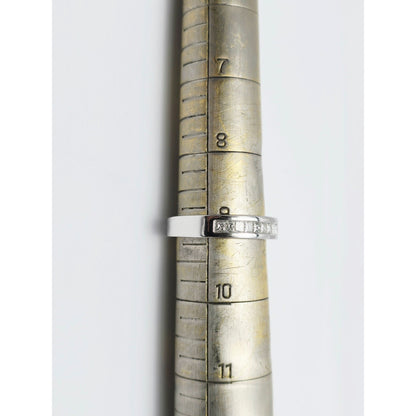 14K White Gold Single Row Princess Cut Diamond Wedding Band Ring