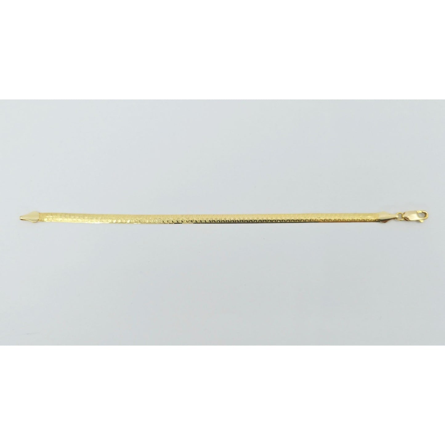 14K Yellow Gold Diamond Cut Flat Herringbone Bracelet