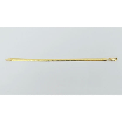 14K Yellow Gold Diamond Cut Flat Herringbone Bracelet