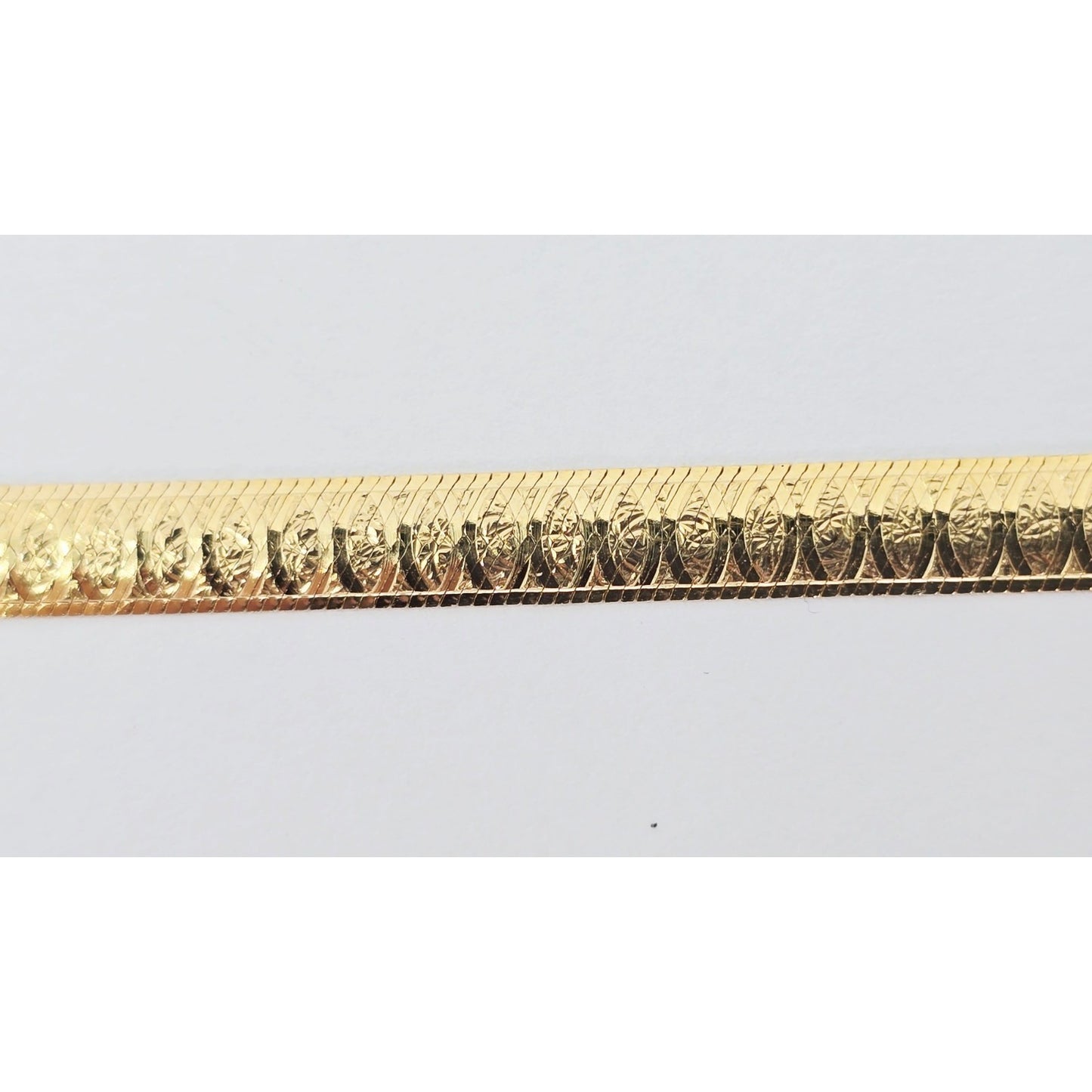 14K Yellow Gold Diamond Cut Flat Herringbone Bracelet
