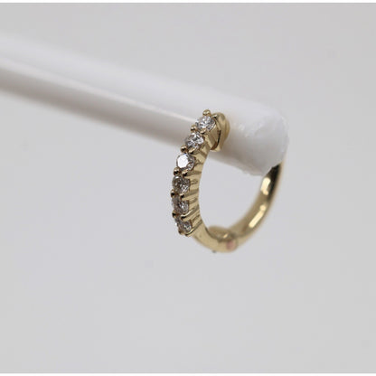 Single 14K Yellow Gold Diamond Hinged Hoop Earring