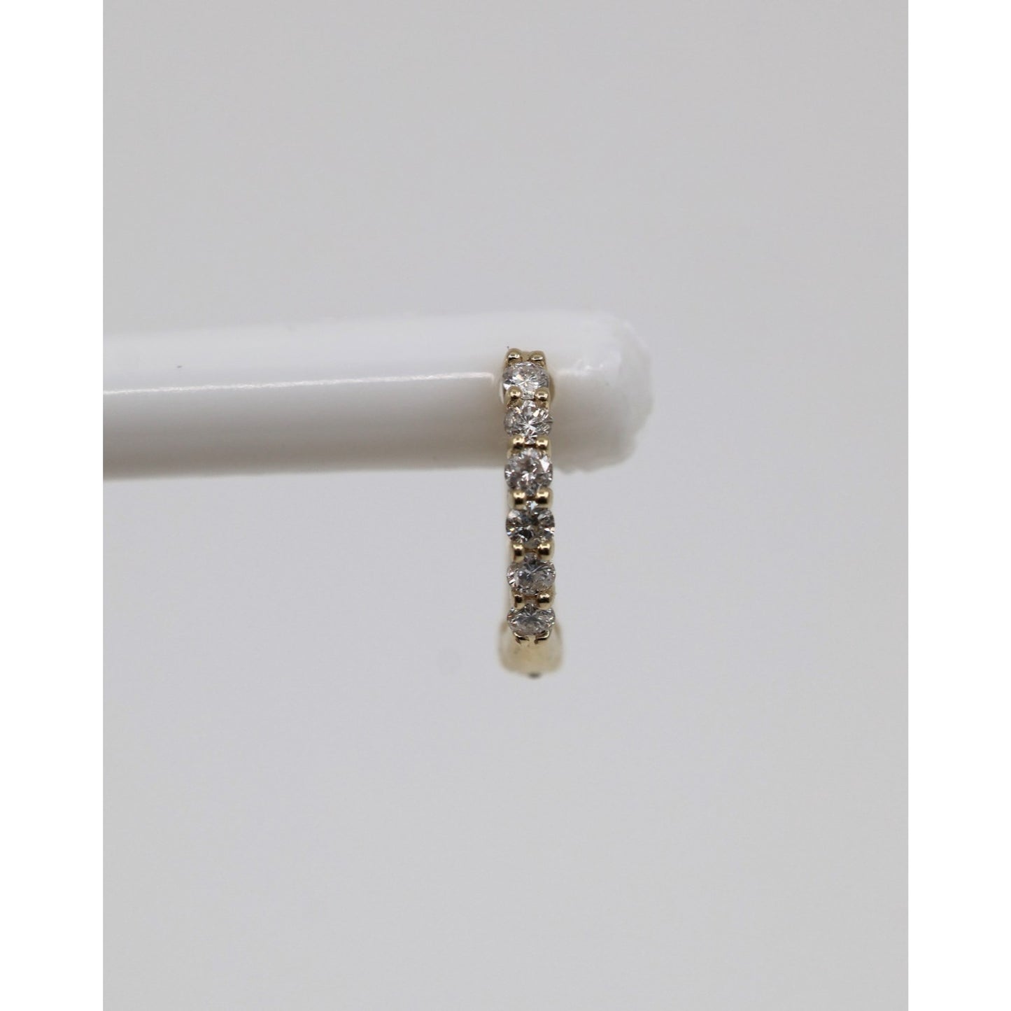 Single 14K Yellow Gold Diamond Hinged Hoop Earring
