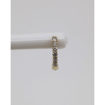 Single 14K Yellow Gold Diamond Hinged Hoop Earring