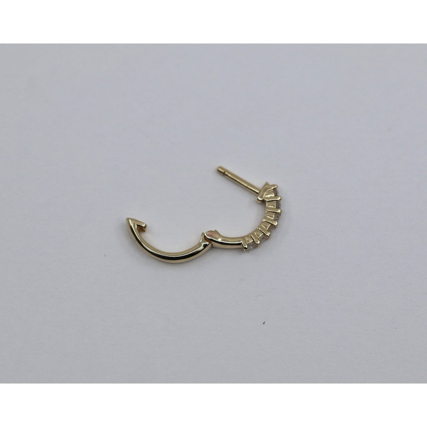 Single 14K Yellow Gold Diamond Hinged Hoop Earring