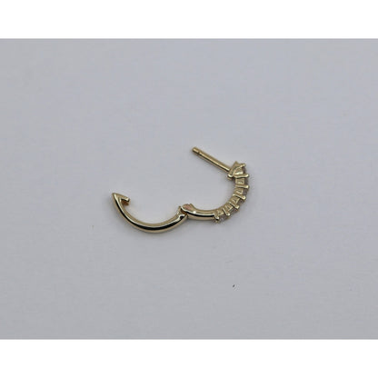 Single 14K Yellow Gold Diamond Hinged Hoop Earring