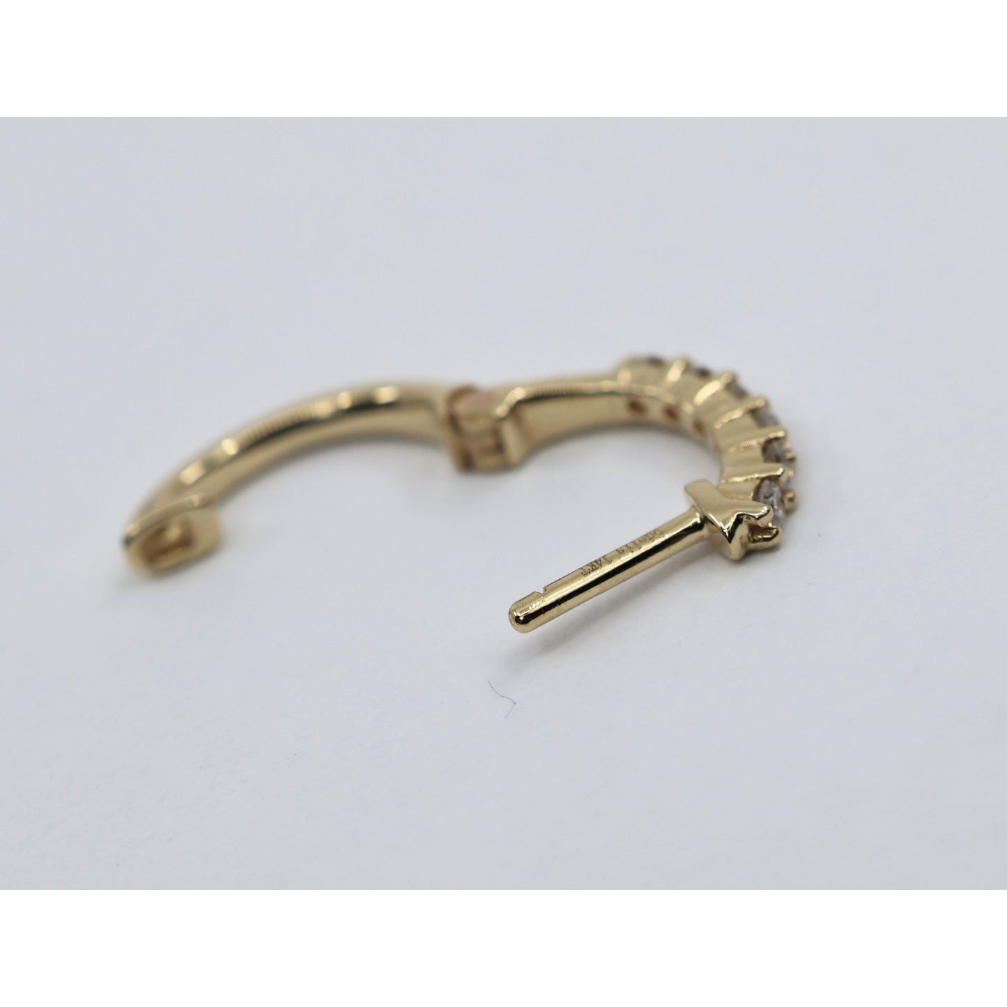 Single 14K Yellow Gold Diamond Hinged Hoop Earring
