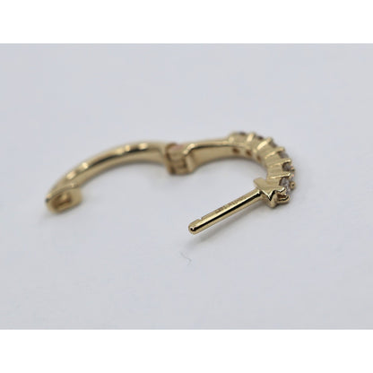 Single 14K Yellow Gold Diamond Hinged Hoop Earring