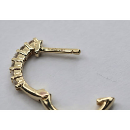 Single 14K Yellow Gold Diamond Hinged Hoop Earring