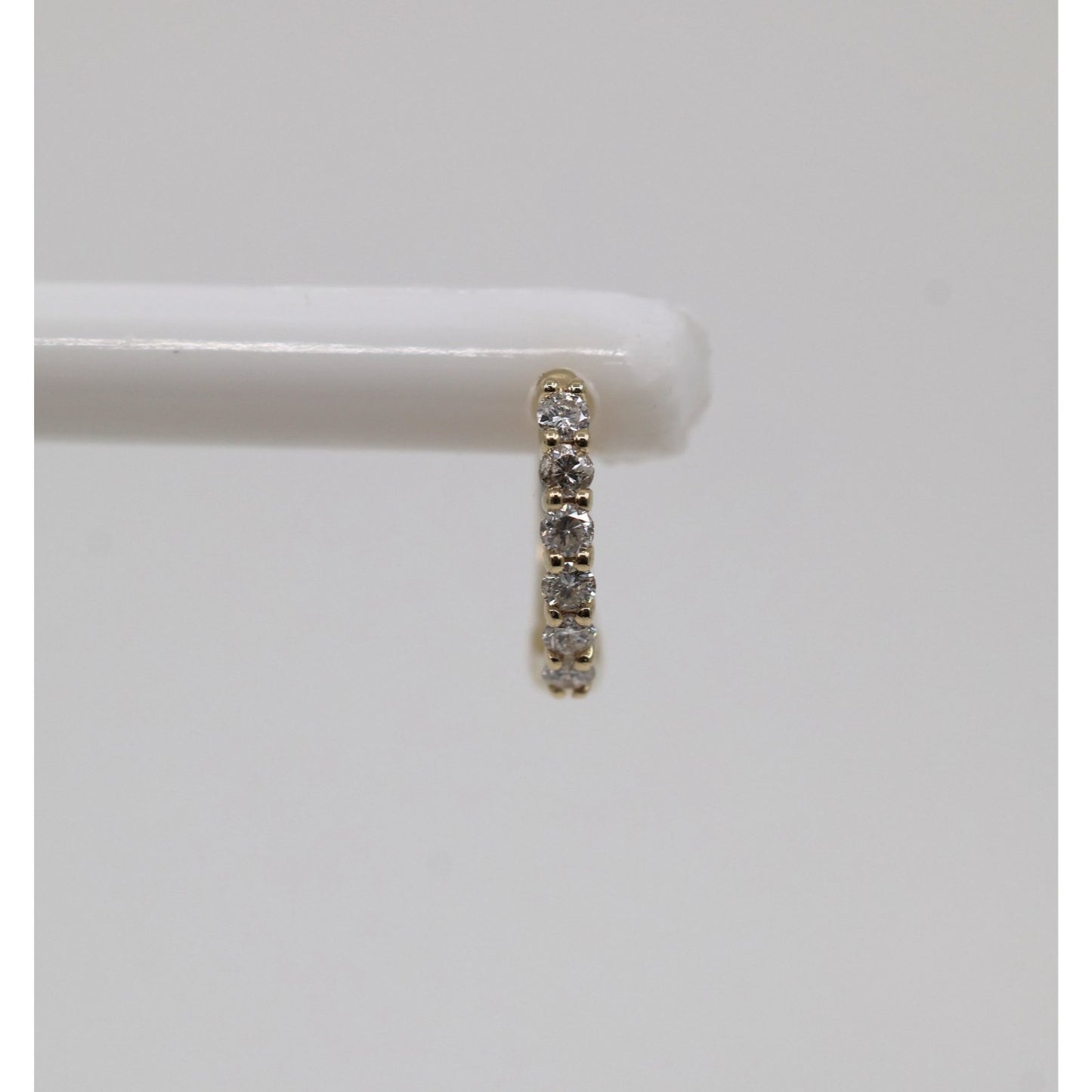Single 14K Yellow Gold Diamond Hinged Hoop Earring
