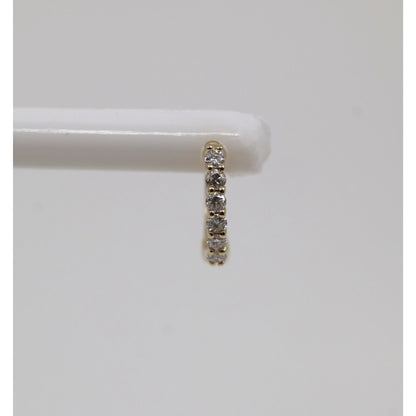 Single 14K Yellow Gold Diamond Hinged Hoop Earring