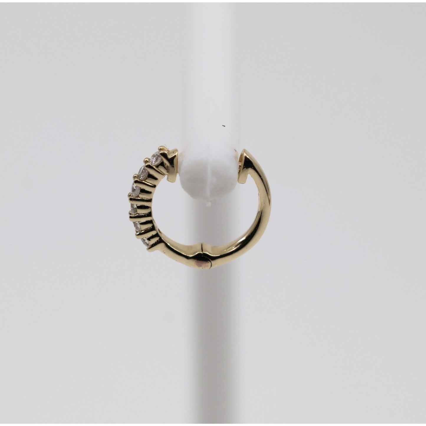Single 14K Yellow Gold Diamond Hinged Hoop Earring