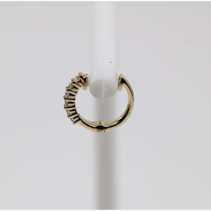 Single 14K Yellow Gold Diamond Hinged Hoop Earring