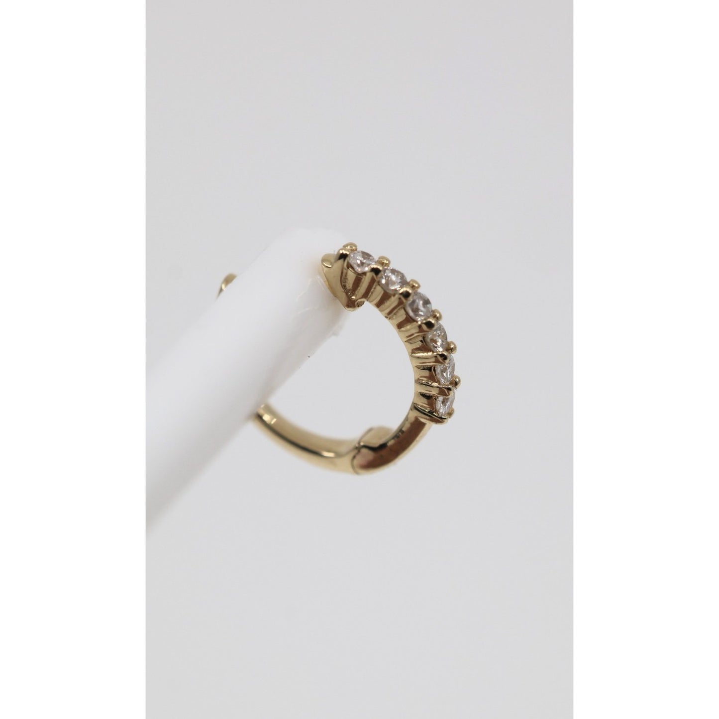Single 14K Yellow Gold Diamond Hinged Hoop Earring