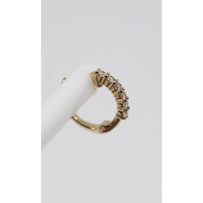 Single 14K Yellow Gold Diamond Hinged Hoop Earring
