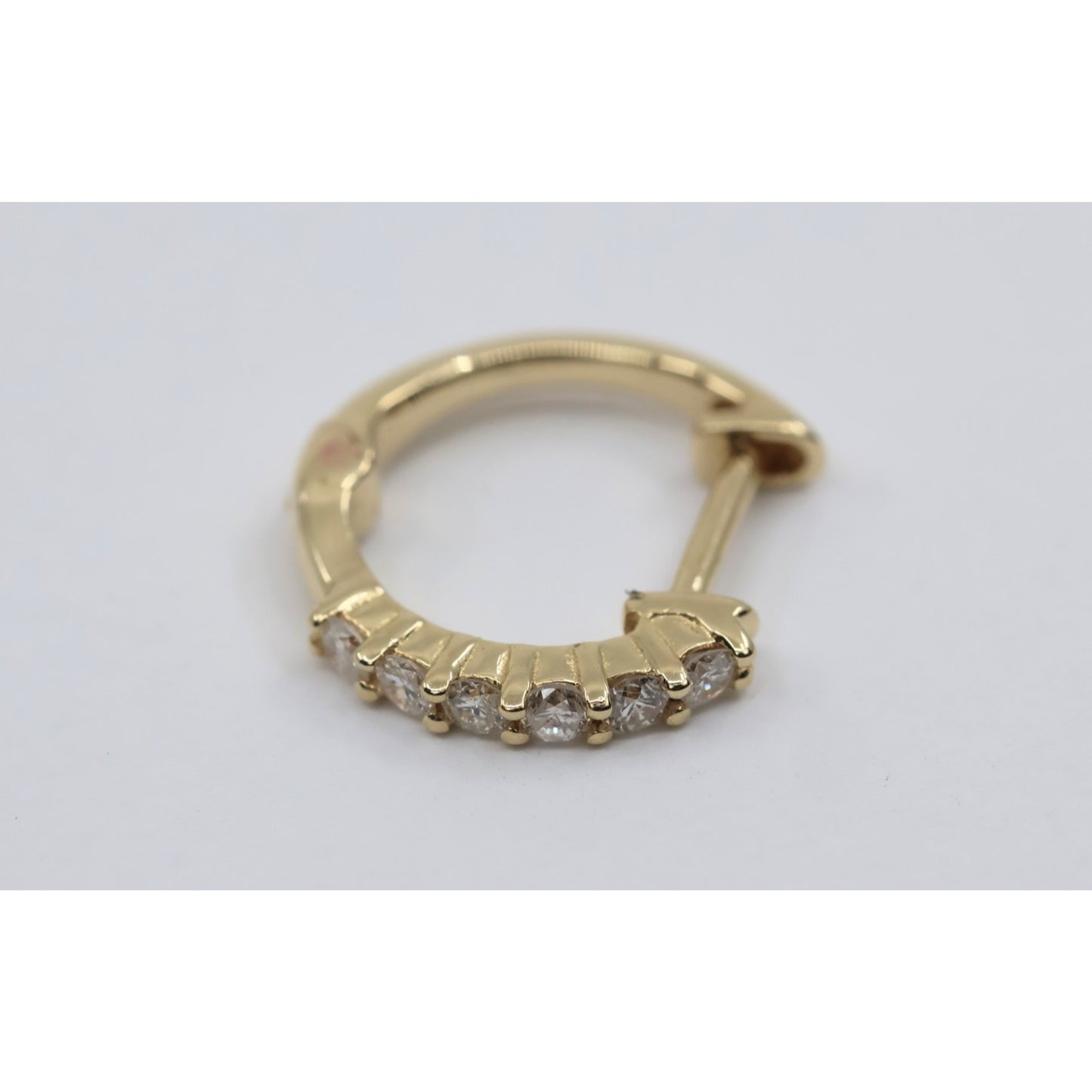 Single 14K Yellow Gold Diamond Hinged Hoop Earring
