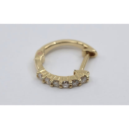 Single 14K Yellow Gold Diamond Hinged Hoop Earring