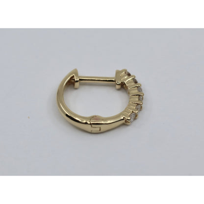 Single 14K Yellow Gold Diamond Hinged Hoop Earring