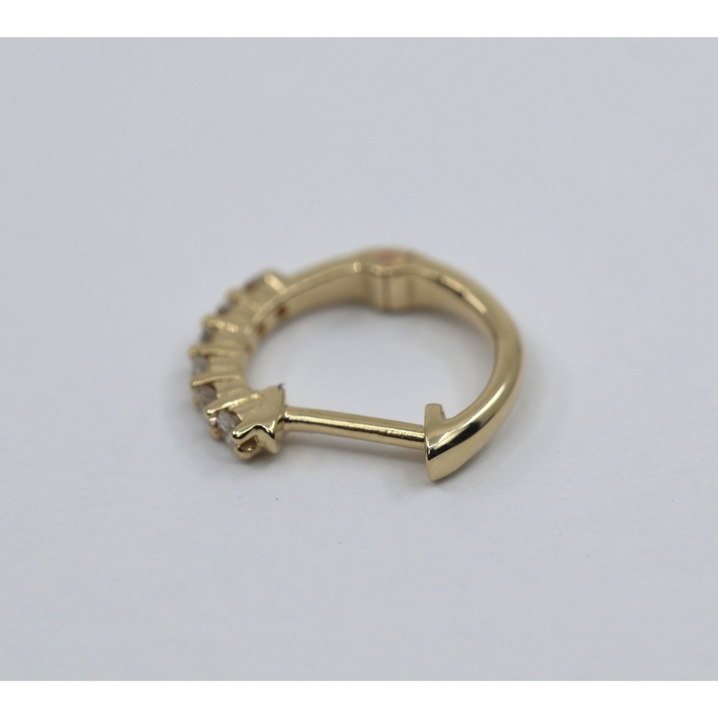 Single 14K Yellow Gold Diamond Hinged Hoop Earring