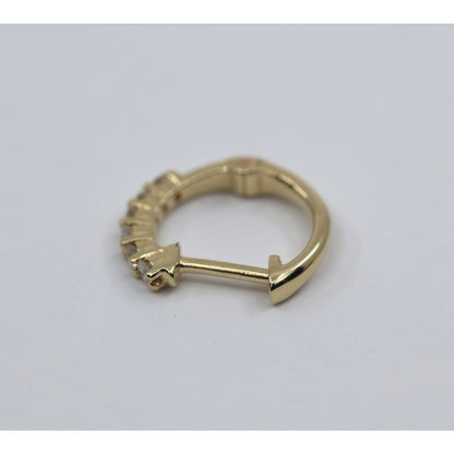 Single 14K Yellow Gold Diamond Hinged Hoop Earring