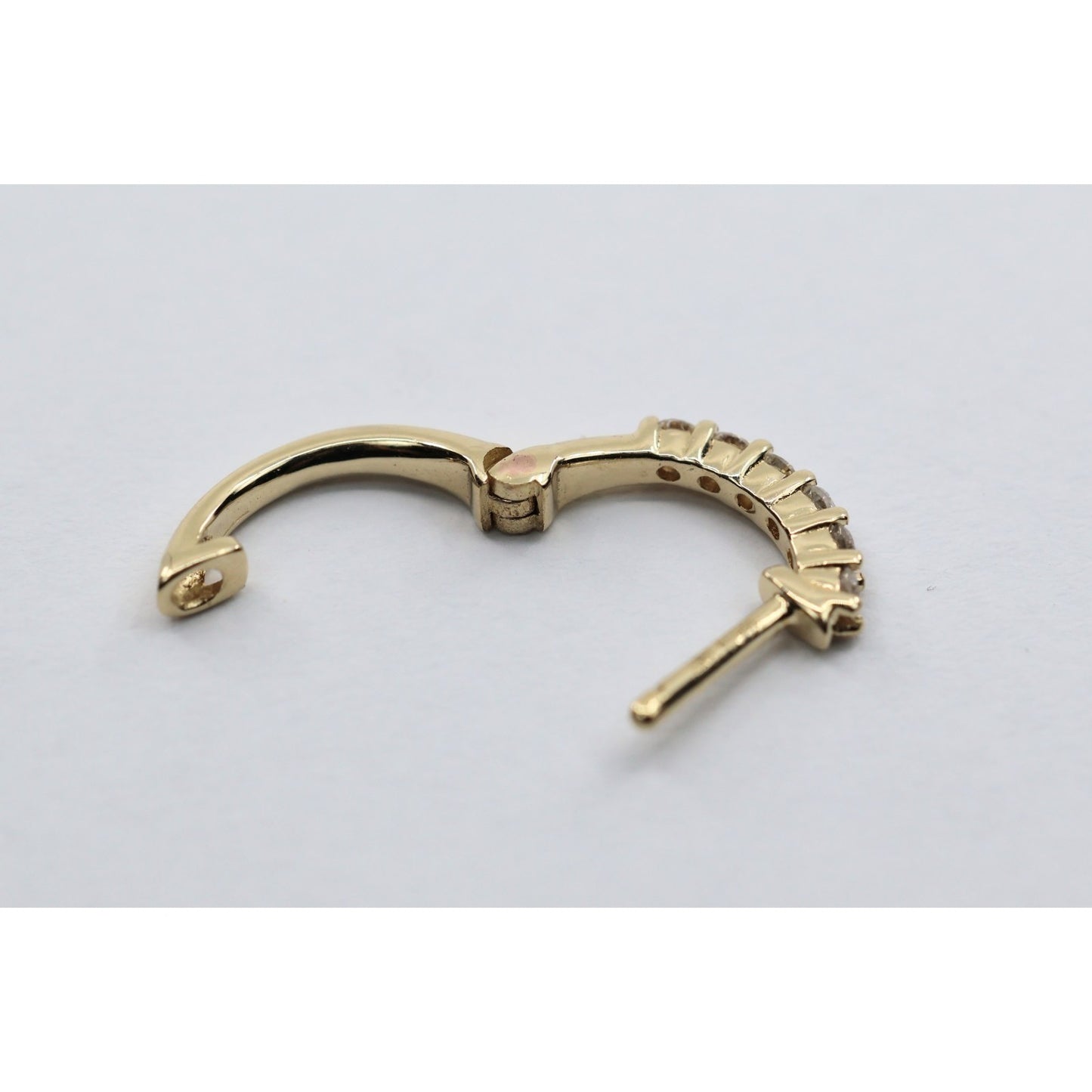 Single 14K Yellow Gold Diamond Hinged Hoop Earring