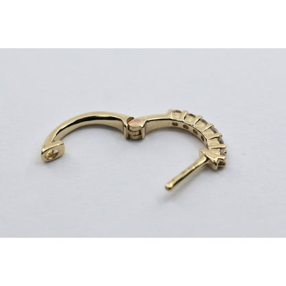 Single 14K Yellow Gold Diamond Hinged Hoop Earring