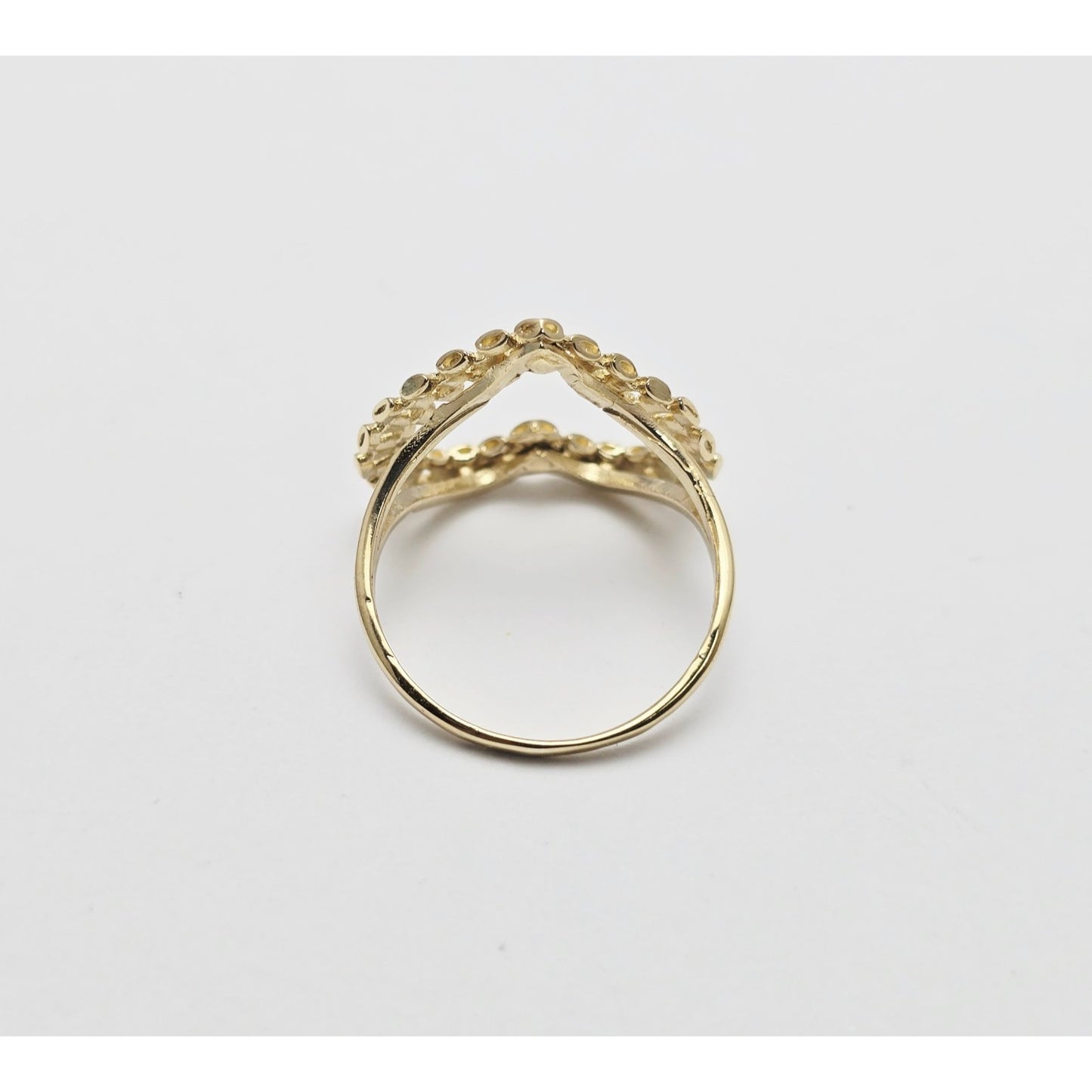 10K Yellow Gold Open Heart Shaped Rolex Style Ring