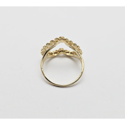 10K Yellow Gold Open Heart Shaped Rolex Style Ring