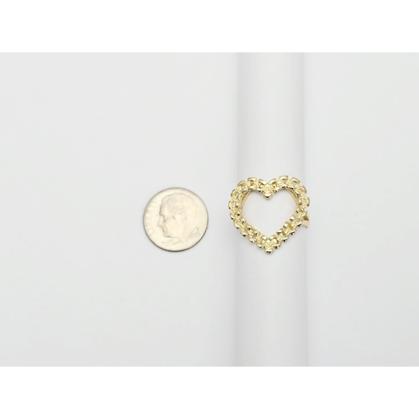 10K Yellow Gold Open Heart Shaped Rolex Style Ring