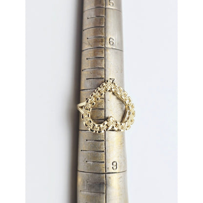 10K Yellow Gold Open Heart Shaped Rolex Style Ring