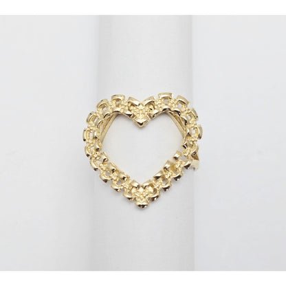 10K Yellow Gold Open Heart Shaped Rolex Style Ring