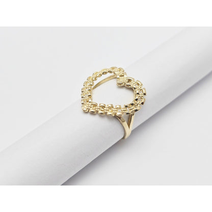 10K Yellow Gold Open Heart Shaped Rolex Style Ring