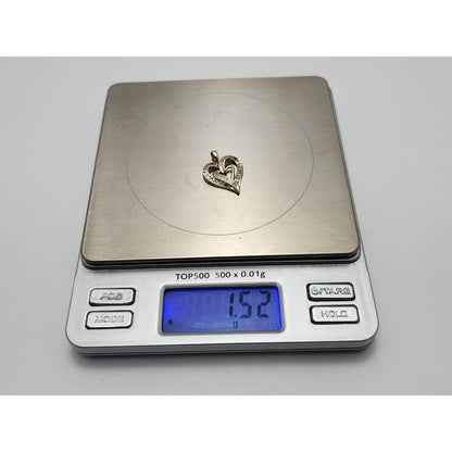 10K Yellow Gold Heart Round Diamond Charm Pendant