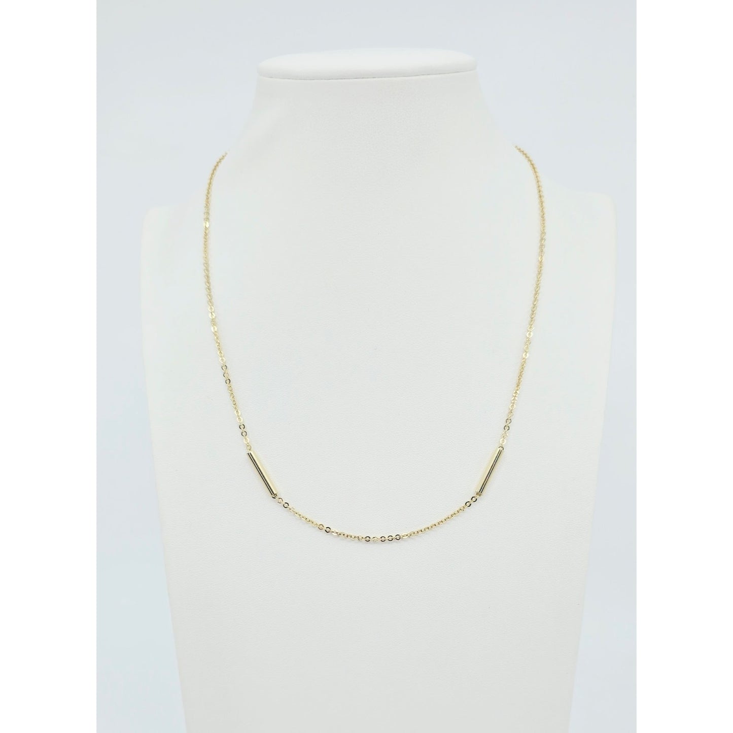 14K Yellow Gold Bar & Link Resizable Chain Necklace