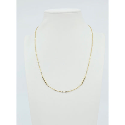 14K Yellow Gold Bar & Link Resizable Chain Necklace