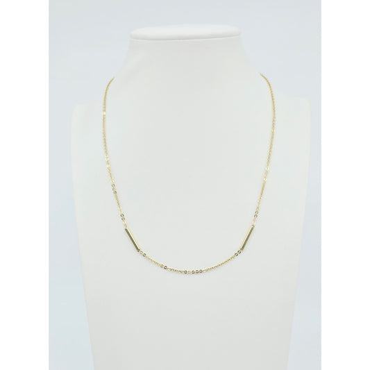 14K Yellow Gold Bar & Link Resizable Chain Necklace