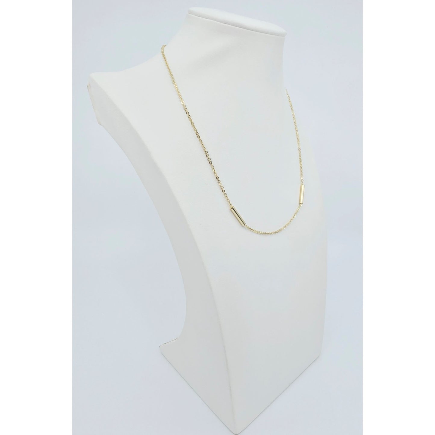 14K Yellow Gold Bar & Link Resizable Chain Necklace