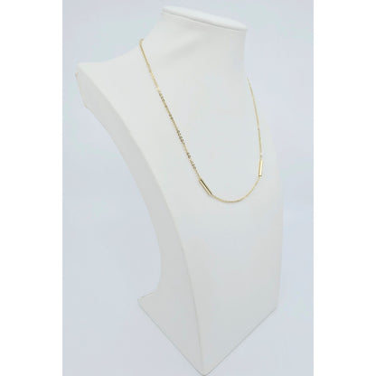 14K Yellow Gold Bar & Link Resizable Chain Necklace