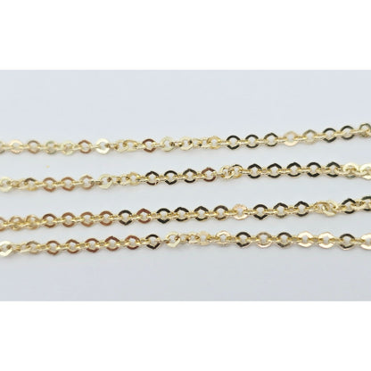 14K Yellow Gold Bar & Link Resizable Chain Necklace