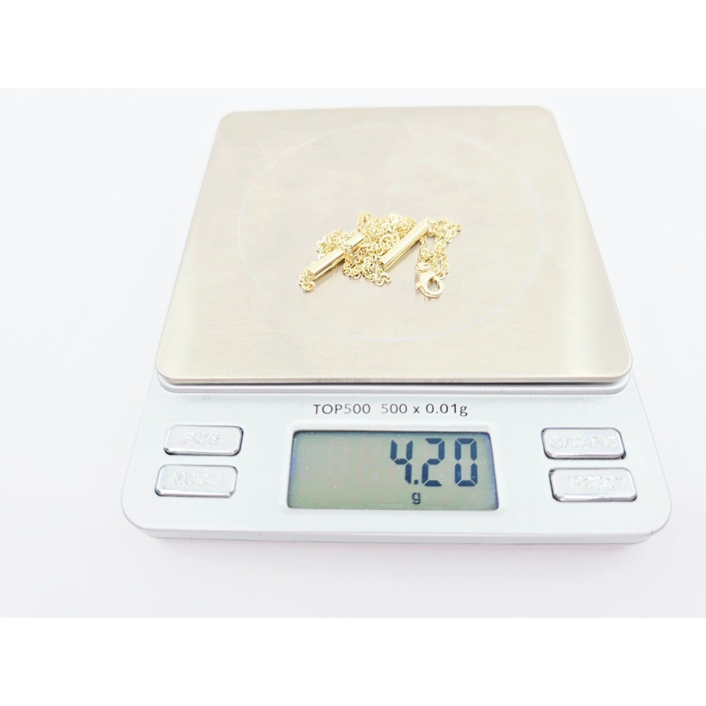 14K Yellow Gold Bar & Link Resizable Chain Necklace