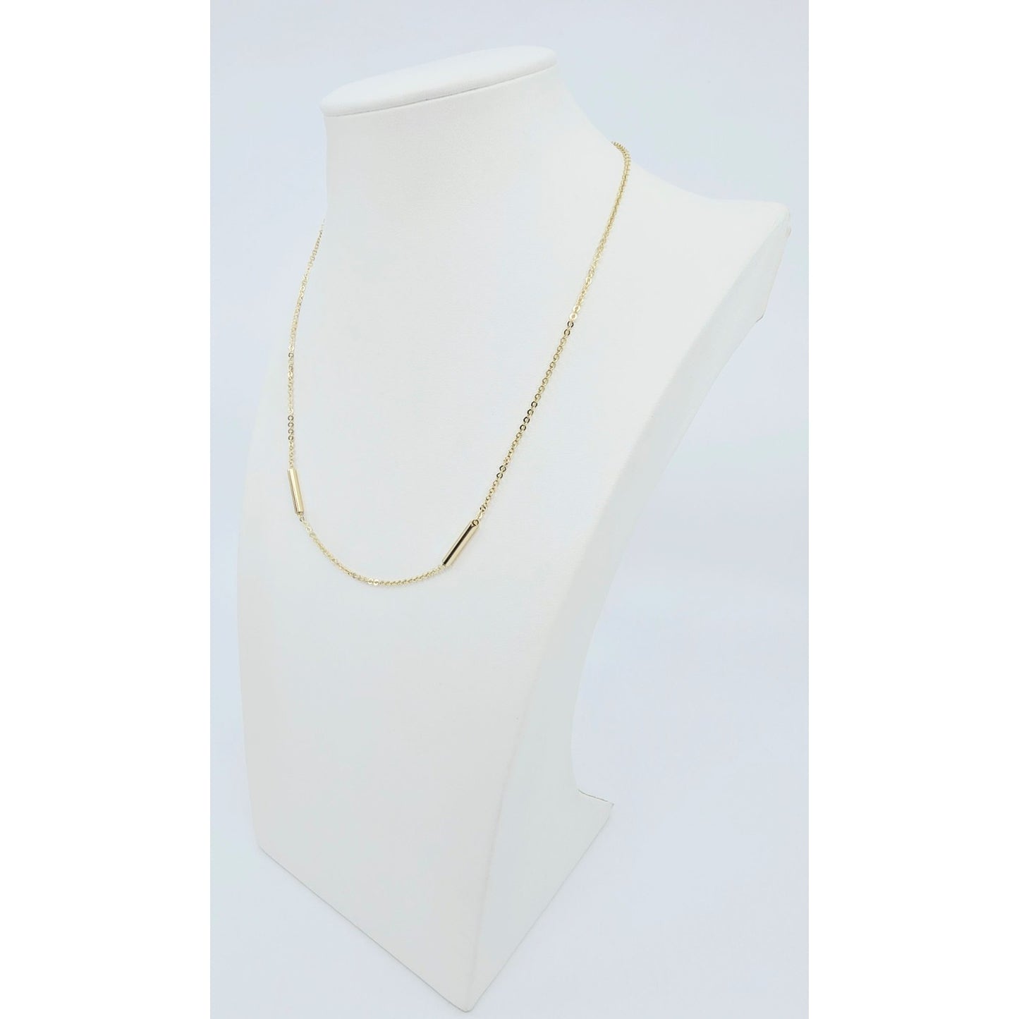 14K Yellow Gold Bar & Link Resizable Chain Necklace